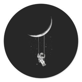 Moon Swing Astronaut Stars Space Classic Round Sticker