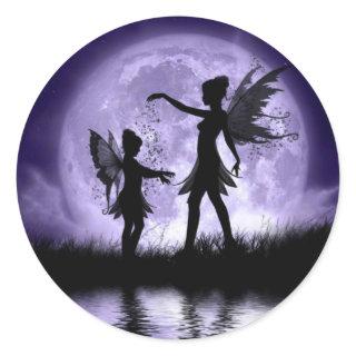 Moonlight Sihouettes Classic Round Sticker