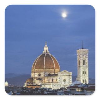 Moonrise and Florence Cathedral, Basilica di Square Sticker