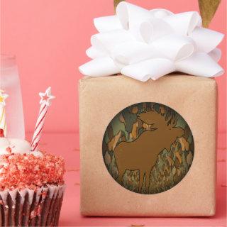 Moose Camouflage Gifts and Invitations Classic Round Sticker