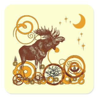 Moose Christmas Square Sticker