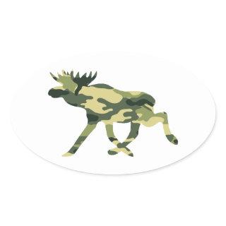 Moose / Elk Woodland Camouflage / Camo Oval Sticker