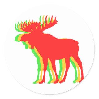 Moose  shadow colors - Choose background color Classic Round Sticker
