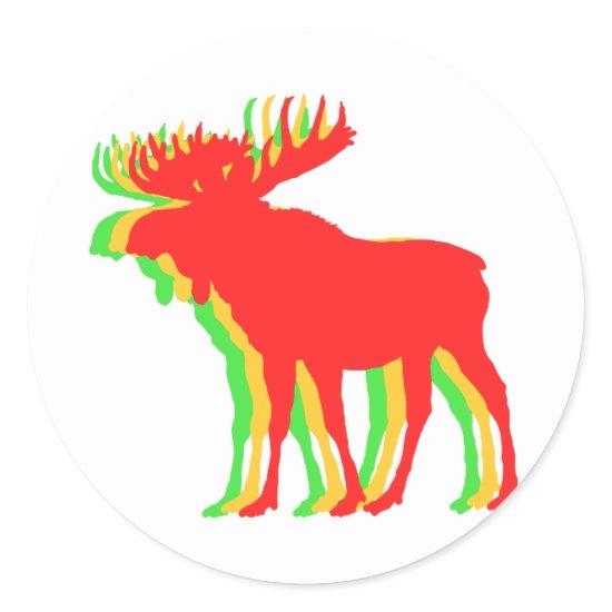 Moose  shadow colors - Choose background color Classic Round Sticker