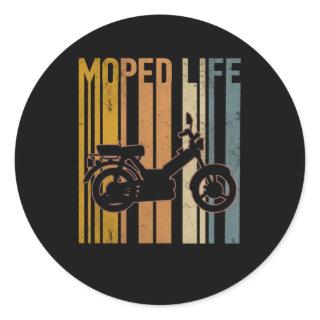 Moped Life Mofa Two Wheel Motor Classic Round Sticker