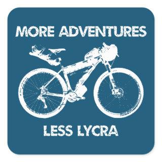 More Adventures Less Lycra Bikepacking Square Sticker