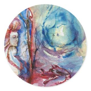 MORGANA / Magic and Mystery ,Pink Blue Fantasy Classic Round Sticker