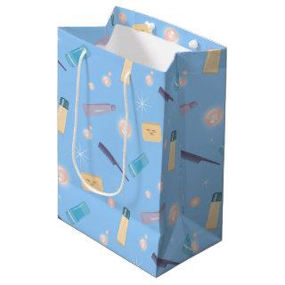 Morning Bathroom Toiletries Pattern Blue Medium Gift Bag