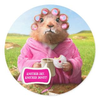 Morning Groundhog with Breakfast Donut and Coffee Classic Round Sticker