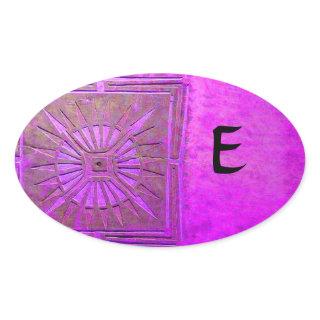 MORNING STAR MONOGRAM ,pink violet,purple Oval Sticker