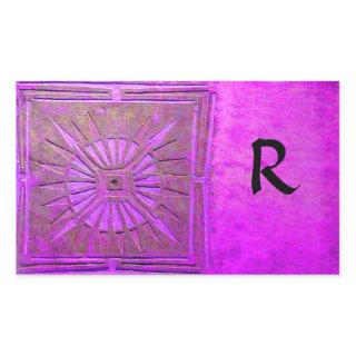 MORNING STAR MONOGRAM ,pink violet,purple Rectangular Sticker