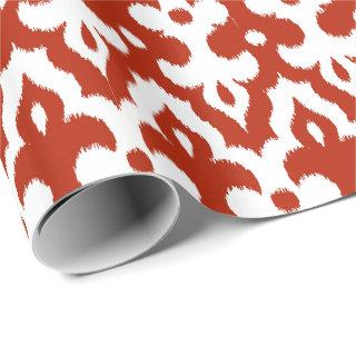 Moroccan Ikat Damask Pattern, Deep Red and White