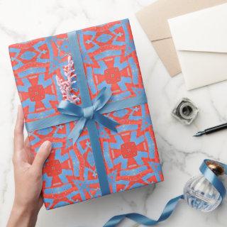 Moroccan mosaic geometric pattern red blue