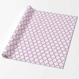 Moroccan Quatrefoil Hot Pink on White
