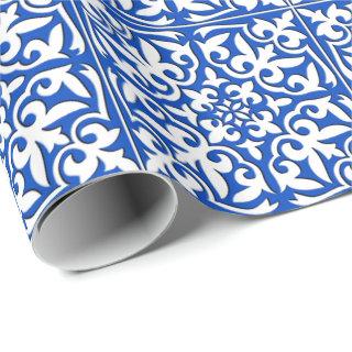 Moroccan tile - cobalt blue and white