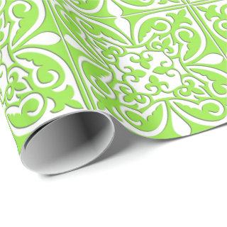 Moroccan tile - lime green and white