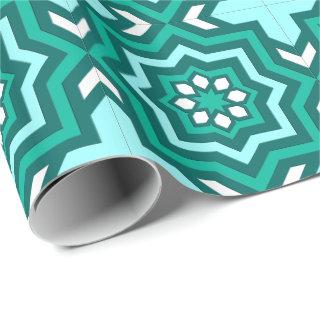 Moroccan Tile, Turquoise, Teal, Aqua and White