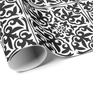 Moroccan tile - white with black background