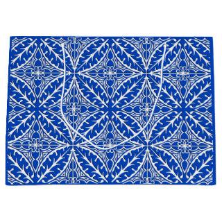 Moroccan tiles - cobalt blue and white large gift bag