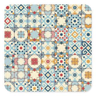 Moroccan tiles, colorful seamless pattern. square sticker