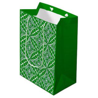 Moroccan tiles - emerald green and white medium gift bag