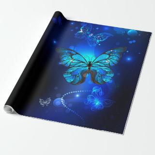 Morpho Butterfly in the Dark Background