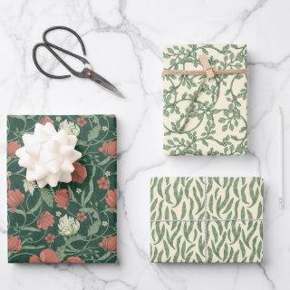 Morris Park Red and Green Floral Demask  Sheets