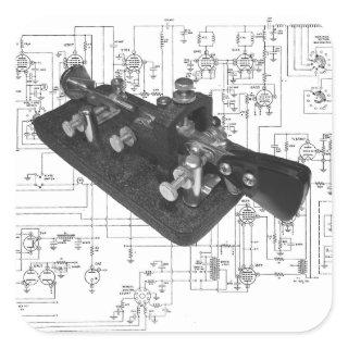 Morse Code Radio Key Schematic Square Sticker