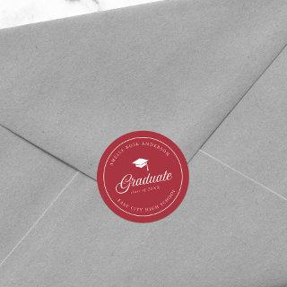 Mortarboard Script Editable Color Graduate Classic Round Sticker