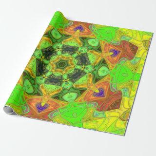 Mosaic Mandala Flower Green Orange and Yellow