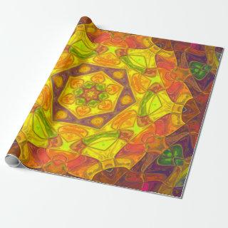 Mosaic Mandala Flower Yellow Orange and Purple