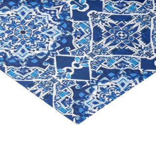 Mosaic Pattern in Indigo and Cobalt Blue Tissue Paper