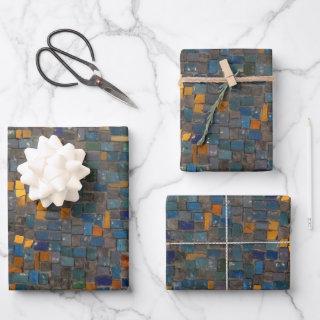 Mosaic Stones in Blue and Gold  Sheets