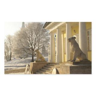 Moscow. Winter. lion sculpture. Rectangular Sticker
