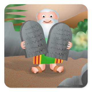 Moses and The Ten Commandments Bible Story Square Sticker
