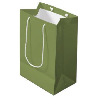 Moss Green Solid Color Medium Gift Bag