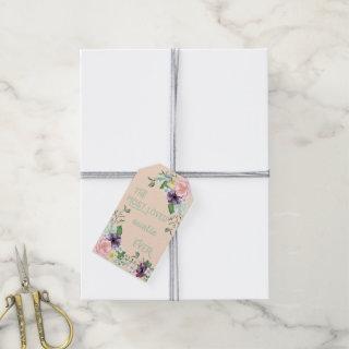 Most Loved Auntie Ever - Floral Wild Roses Peach Gift Tags