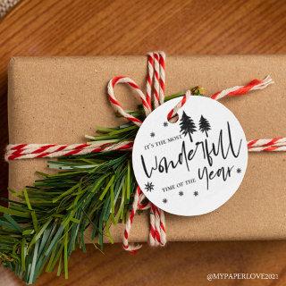 Most Wonderful Time Of  The Year Black Christmas Favor Tags