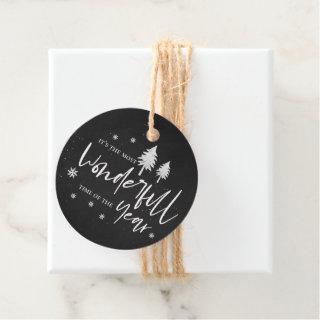 Most Wonderful Time Of  The Year Black Christmas Favor Tags