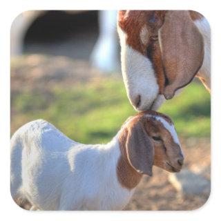 Mother Goat & Baby Square Sticker