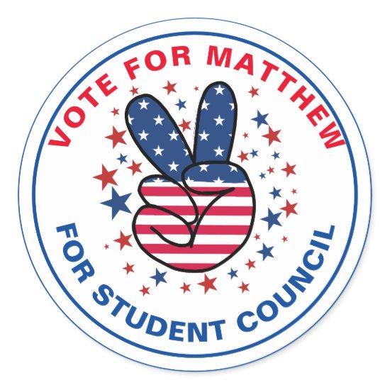Motivate Vote for Class President: VICTORY sign Classic Round Sticker