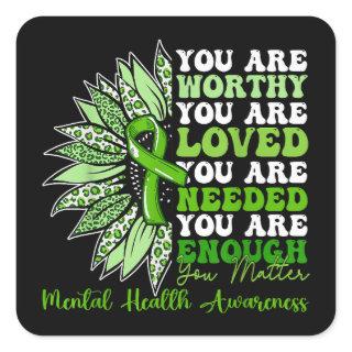 Motivational Support Warrior Mental Health Awarene Square Sticker