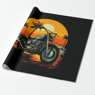 motorcycle-is-parked-beach-with-palm-trees