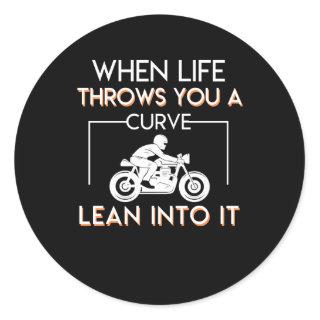Motorcycle Rider Life Throws Curve Lean Into Classic Round Sticker
