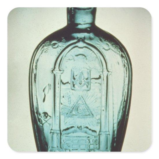 Mould-blown masonic flask square sticker