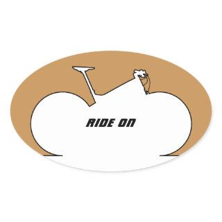 Mountain Bike Black Outline Brown Oval Sticker