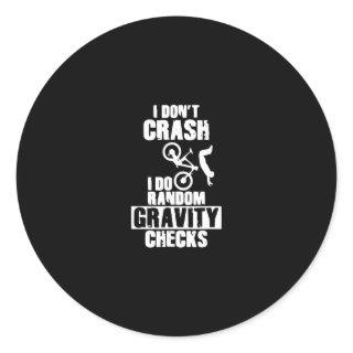 mountain bike funny mtb crash gravity checks classic round sticker