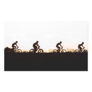Mountain Bike Riders Make Their Way Over The Dam Rectangular Sticker