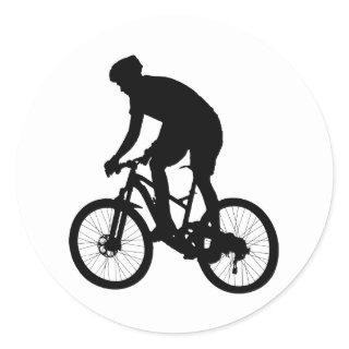 Mountain bike silhouette - Choose background color Classic Round Sticker