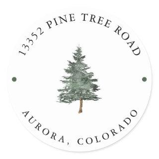 Mountain Forest Pine Tree Wedding Return Address Classic Round Sticker